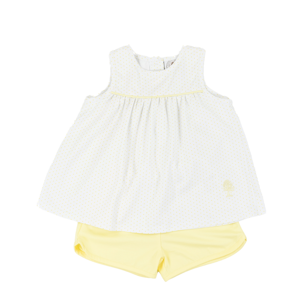 Classic Yellow Dot Girls Short Set