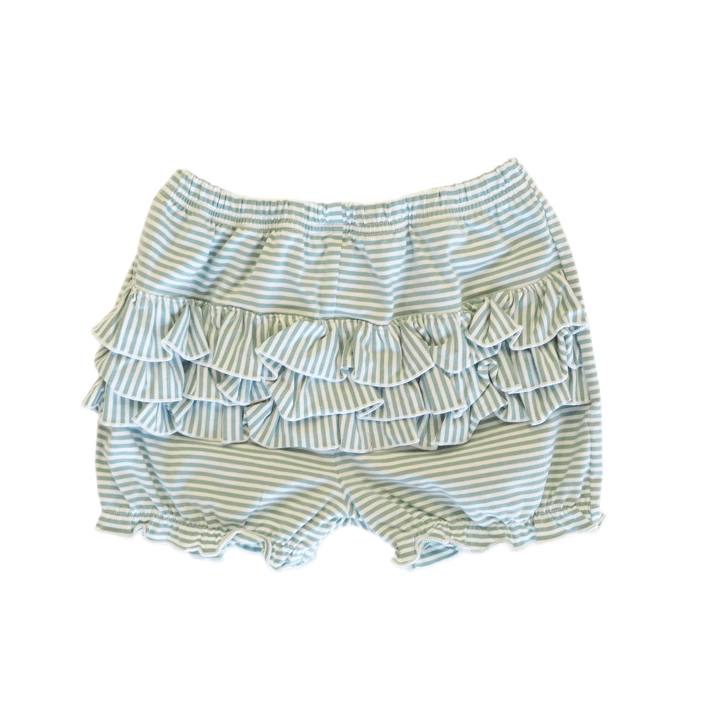 Green Stripe Ruffle Bubble Shorts