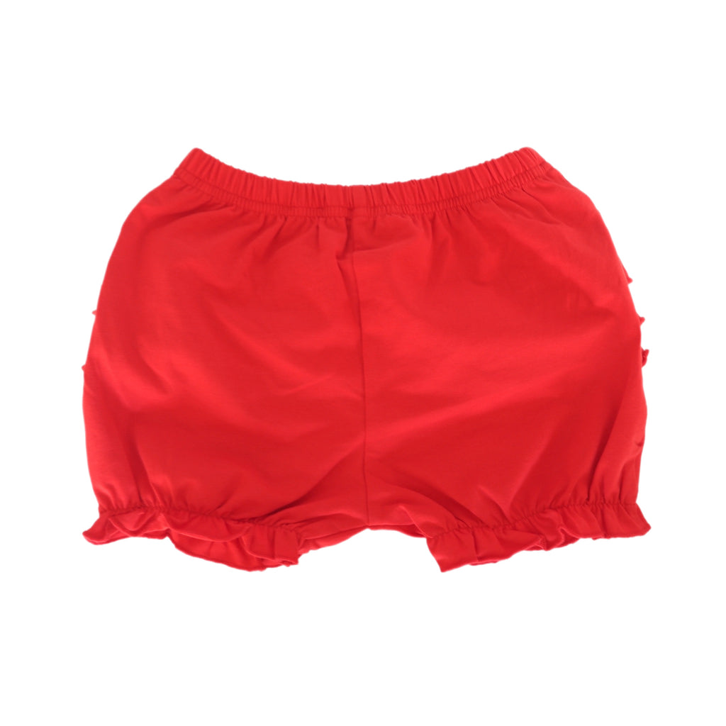 Solid Red Ruffle Bubble Shorts